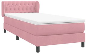 vidaXL Box Spring κρεβάτι με στρώμα ροζ 100x220 cm Βελούδινο