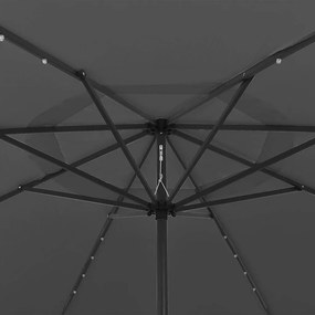 vidaXL Ομπρέλα Κήπου με LED Ανθρακί 400 εκ. με Μεταλλικό Ιστό