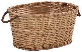 Καλάθι Καυσόξυλων με Λαβές Μεταφοράς 56x40x28 εκ. Φυσική Ιτιά