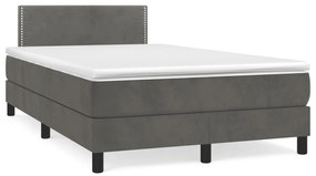 vidaXL Κρεβάτι Boxspring με Στρώμα Σκούρο Γκρι 120x190 εκ. Βελούδινο