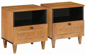vidaXL Κομοδίνο 2 pcs Ανοιχτό καφέ 40 x 33 x 46 εκ. Μασίφ ξύλο μάνγκο