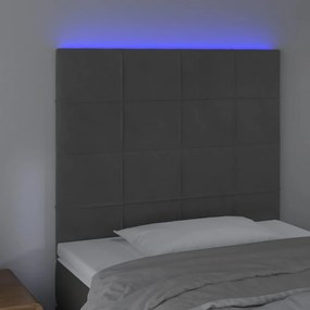 Κεφαλάρι Κρεβατιού LED Σκούρο Γκρι 90x5x118/128 εκ. Βελούδινο 3122461