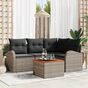 vidaXL Σετ Καναπέ Κήπου 5 pcs Γκρι Μεγάλο Ρατάν