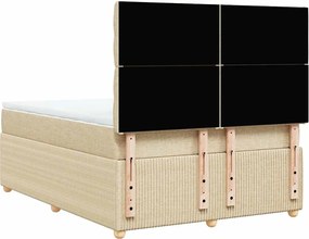 vidaXL Κρεβάτι Boxspring με Στρώμα Κρεμ 160x200 εκ. Υφασμάτινο