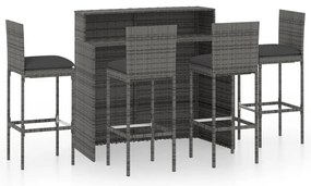 vidaXL Σετ Επίπλων Μπαρ Κήπου 5 Τεμαχίων Γκρι με Μαξιλάρια