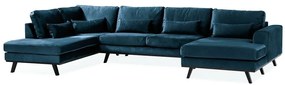 Γωνιακός Καναπές Seattle K101, Μπλε, 351x202x85cm, Πόδια: Ξύλο, Ξύλο: Πεύκο | Epipla1.gr