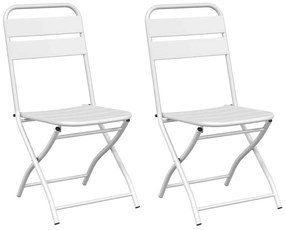 vidaXL Πτυσσόμενη Καρέκλα Κήπου 2 pcs Λευκό 55 x 56.5 x 91εκ Ατσάλι