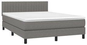 ΚΡΕΒΑΤΙ BOXSPRING ΜΕ ΣΤΡΩΜΑ &amp; LED ΣΚ.ΓΚΡΙ 140X200 ΕΚ ΥΦΑΣΜΑΤΙΝΟ 3133318