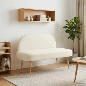 vidaXL Δερμάτινος Πάγκος με Πλάτη Κρεμ 110 x 60 x 76 cm