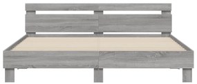 vidaXL Πλαίσιο Κρεβατιού με Κεφαλάρι Γκρι Sonoma 180x200εκ. Επεξ. Ξύλο