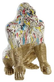 Διακοσμητική Φιγούρα DKD Home Decor 28,5 x 26,5 x 41 cm Χρυσό Πολύχρωμο Γορίλας