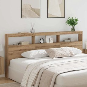 vidaXL Κεφαλάρι Artisan Oak 220 x 17 x 102 cm Επεξεργασμένο ξύλο