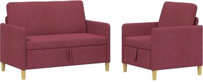 vidaXL Σαλονάκι Σετ Με Αποθηκευτικό Χώρο 2 pcs Κόκκινο Πολυεστέρας