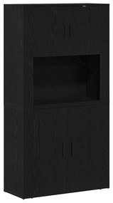 vidaXL Μπουφές Μαύρη δρυς 80 x 33 x 150 εκ Επεξεργασμένο ξύλο