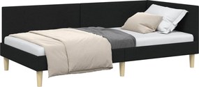 vidaXL Κρεβάτι Γωνίας Μαύρο 80 x 200 cm Ύφασμα
