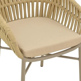 Καρέκλα - Πολυθρόνα Frama αλουμινίου-pe σχοινί στοιβαζόμενη σε καφε απόχρωση και μαξιλάρι 57x60x78 εκ. 57x60x78 εκ.