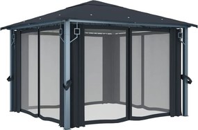 vidaXL Κιόσκι με Κουρτίνα Ανθρακί 300 x 300 εκ. Αλουμινίου