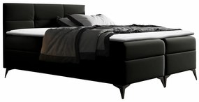 Κρεβάτι continental Baltimore 134, Continental, Διπλό, Μαύρο, 180x200, Οικολογικό δέρμα, Τάβλες για Κρεβάτι, 184x208x115cm, 127 kg, Στρώμα: Ναι