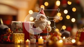 Intra Συλλεκτικό Ξύλινο Παζλ Plywood 4mm - Ειδώλιο Άγιου Βασίλη με δώρα και στολίδια Σε Ξύλινο Κουτί - Διαστάσεις: 10x10 cm – 25 κομμάτια