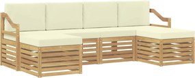 vidaXL Σειρά Καναπέ Εξωτερικού 6 pcs Λευκό και Κρεμ