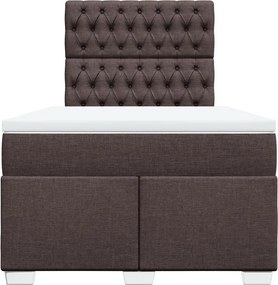 vidaXL Κρεβάτι Boxspring με Στρώμα Σκούρο Καφέ 120x190 εκ Υφασμάτινο