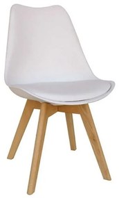 Καρέκλα Τραπεζαρίας Logan Plus 10.0013.S (Σετ 4τμχ) 58Χ49Χ82cm White Wood, Polypropylene, Technoderma