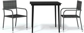 vidaXL Σετ Τραπεζαρίας Κήπου 3 Τεμαχίων Σκούρο Γκρι