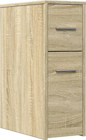 vidaXL Ντουλάπι Μπάνιου Στενό με Ροδάκια Sonoma Δρυς Επεξ. Ξύλο