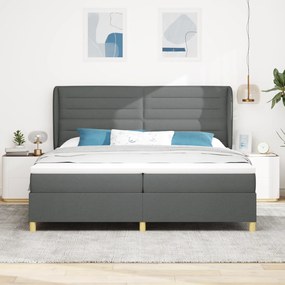 vidaXL Κρεβάτι Box Spring με Στρώμα Σκοτεινό Γκρι 200x200 εκ. Υφασμάτινο