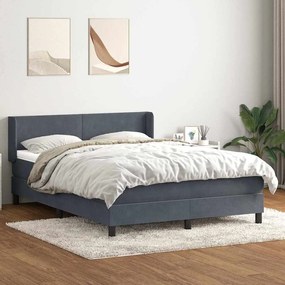 Box Spring Κρεβάτι με στρώμα Σκούρο γκρι 160x220 cm Βελούδινο - Γκρι