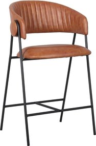 ALFRED Σκαμπό BAR Μέταλλο Βαφή Μαύρο, PU Camel   2τμχ