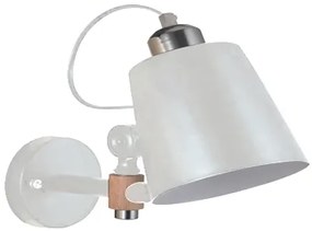 Φωτιστικό Τοίχου - Απλίκα YQ-4003 SAM WHITE METAL-WOOD WALL LAMP 1Z2 - 77-4498 - 21W - 50W - 77-4498