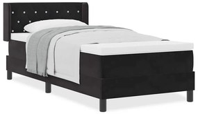 vidaXL Κρεβάτι με Ελατήρια και Στρώμα Μαύρο 100x200 εκ. Βελούδο Μαύρο