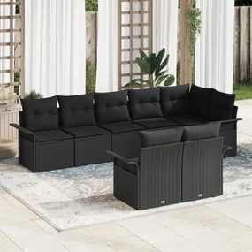 vidaXL Σετ Καναπέ Κήπου 8 κομματιών με Μαξιλάρια Μαύρο Πολυεστερικό Ρατάν