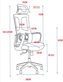 BF8600 Πολυθρόνα Γραφείου Διευθυντή, Mesh Γκρι, Ύφασμα Μαύρο   1τμχ