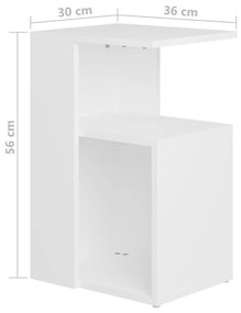 Τραπέζι Βοηθητικό Λευκό 36 x 30 x 56 εκ. από Μοριοσανίδα - Λευκό