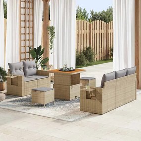 vidaXL Set καναπέ κήπου  8 τεμαχίων με μαξιλάρια μπεζ