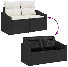 vidaXL Σετ Καναπέ Κήπου 9 pcs Μαύρο, Κρέμα 100 x 100 x 71 cm