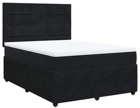 vidaXL Κρεβάτι Boxspring με Στρώμα Μαύρο 140x190 εκ. Βελούδινο