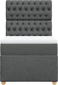 vidaXL Κρεβάτι Boxspring με Στρώμα Σκούρο Γκρι 100x200 εκ. Υφασμάτινο