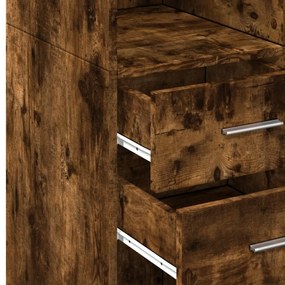 Ραφιέρα με Ντουλάπια Καπνιστή Δρυς 70x42,5x225 εκ. Επεξ. Ξύλο - Καφέ
