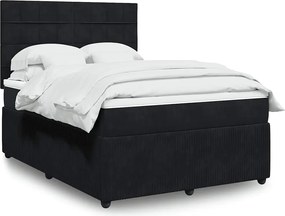 vidaXL Κρεβάτι Boxspring με Στρώμα Μαύρο 160x200 εκ. Βελούδινο