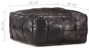 Πουφ Μαύρο 60 x 60 x 30 εκ. από Γνήσιο Δέρμα Κατσίκας - Μαύρο