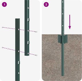vidaXL Στύλος Περιφράξεων 22 pcs Πράσινο 180 cm Ατσάλι