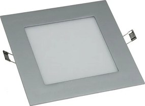 Led panel slim πλαστικό χωνευτό 14W ασημί τετράγωνο 3000k θερμό φως 230V 950lm