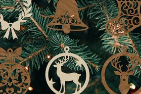 Σετ των 3 Intra απο ξύλο plywood Χρώμα wenge 3mm-4mm πάχος - Σετ στολίδια χριστουγεννιάτικου δέντρου Δίασταση 3x3 cm INTRAFABR-104164252