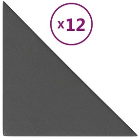 vidaXL Πάνελ Τοίχου 12 τεμ. Γκρι 30 x 30 εκ. 0,54 μ² Συνθετικό Δέρμα