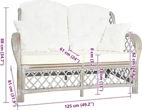 vidaXL Καναπές Διθέσιος Γκρι από Ρατάν