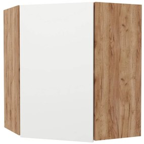 Επιτοίχιο γωνιακό ντουλάπι κουζίνας Soft Λευκό με βελανιδιά Διαστάσεις 60x60x72,8εκ