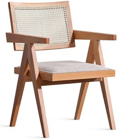 Πολυθρόνα Carina Teddy 117FRF1306 51x52x76cm Natural-Cream Wood, Fabric